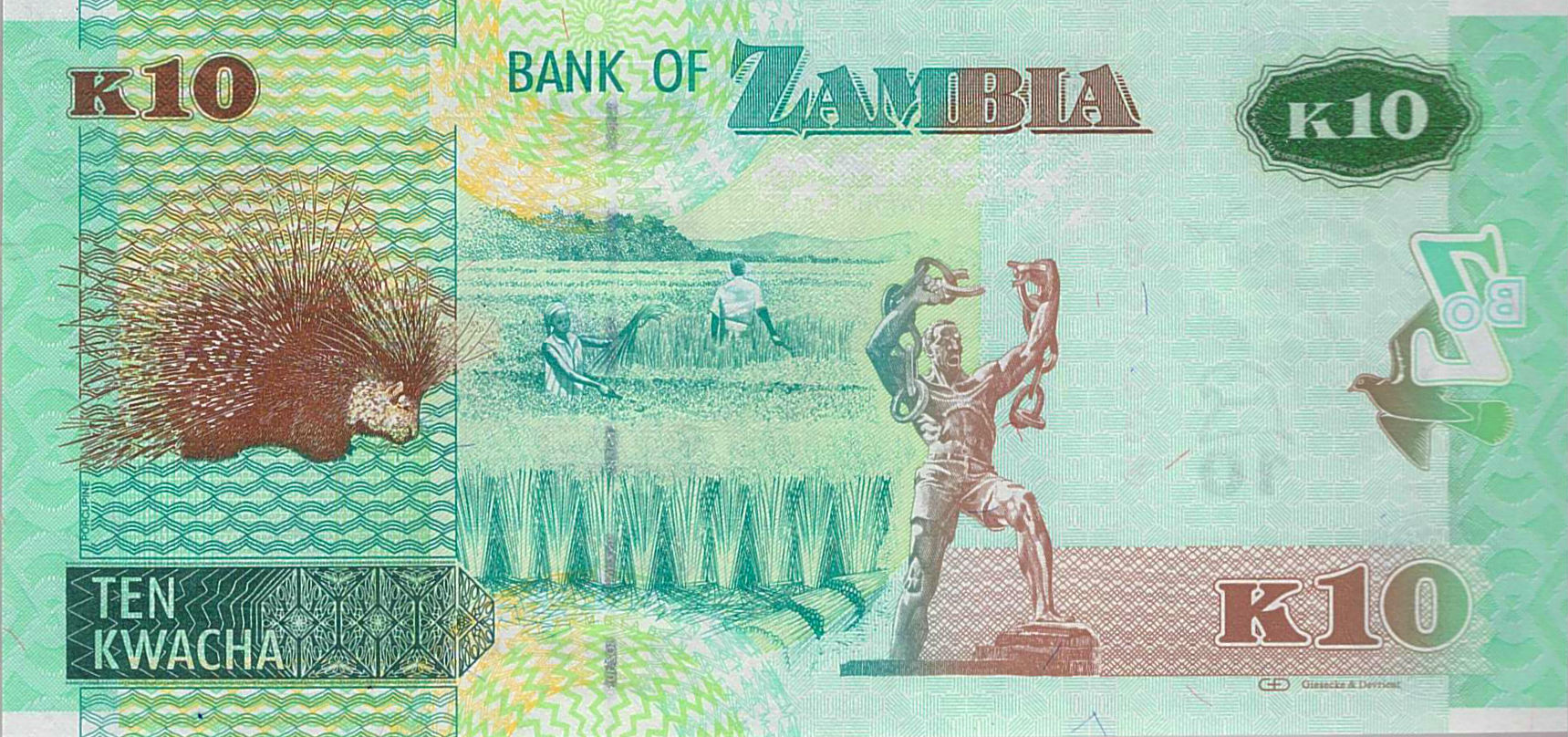 Zambia 10 2015 UNC P-58/a